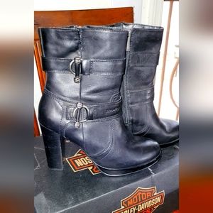 HARLEY-DAVIDSON Women's Marissa Platform Black Boots Sz 9